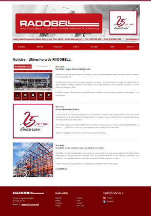 Diseño Web IDG GRUP WEB para RADOBELL CONSTRUCCIONS. Construcción de Obra pública y privada. Rehabilitación integral de Edificios. Decoración y Reformas de interiores. Construcción. Rubi. (Barcelona).